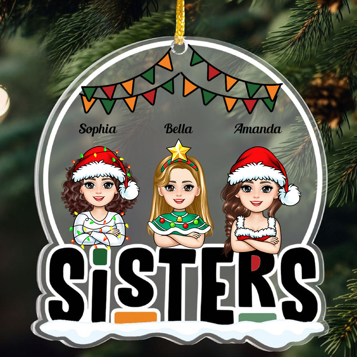 Sistas Forever - Personalized Shaped Ornament - Christmas Gift For Sisters, Bestie, Friends SistasForever-3.jpg