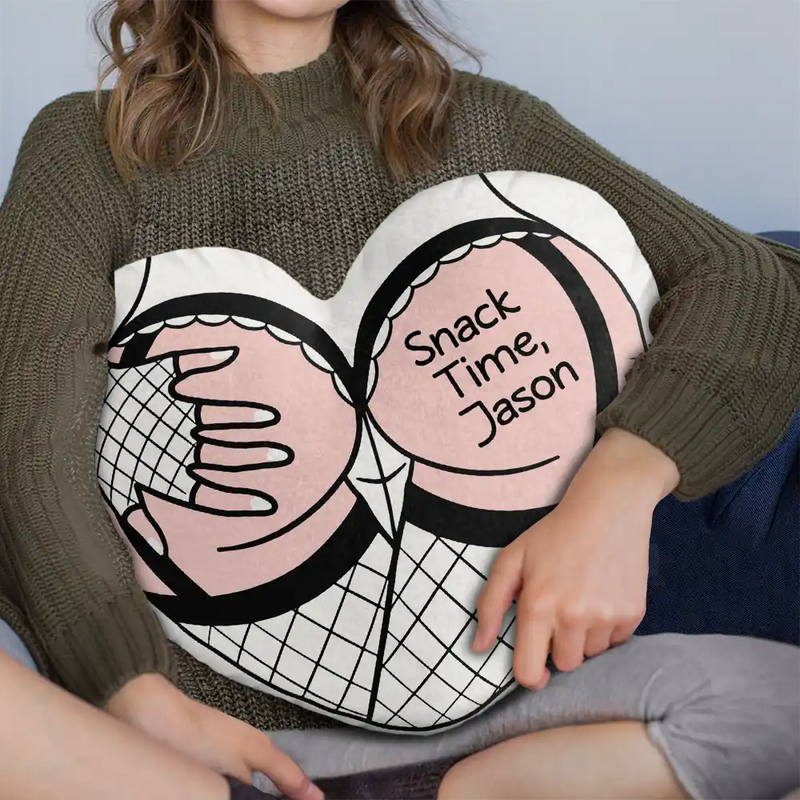 Snack Time Husband Hot Wife Spicy Couple - Personalized Heart Shaped Pillow SnackTimeHusbandHotWifeSpicyCouple-PersonalizedHeartShapedPillow-MK2.png