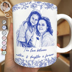 Custom Photo Pencil Sketch The Love Between Mother & Daughter - Personalized White Mug
