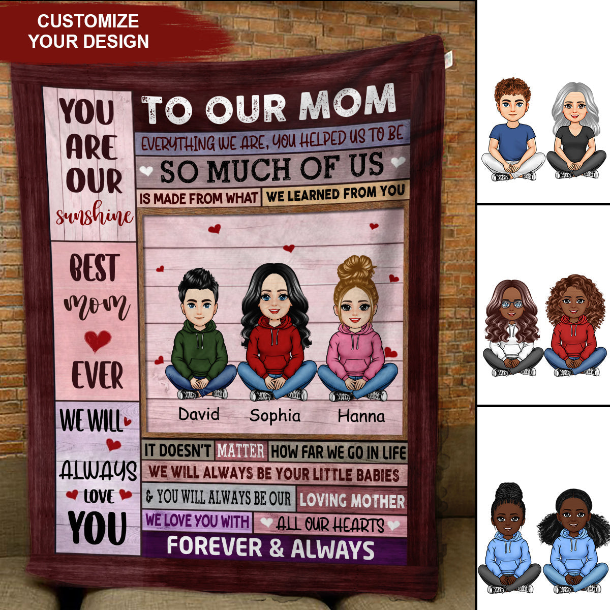 To My Mom Pink Pretty Mother & Daughter - Personalize Blanket - Mother's Day, Gift For Mother TO2799_1.jpg