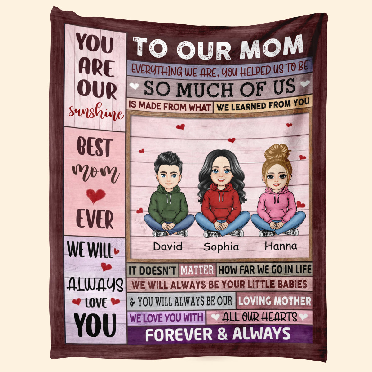 To My Mom Pink Pretty Mother & Daughter - Personalize Blanket - Mother's Day, Gift For Mother TOE1C8_1.jpg