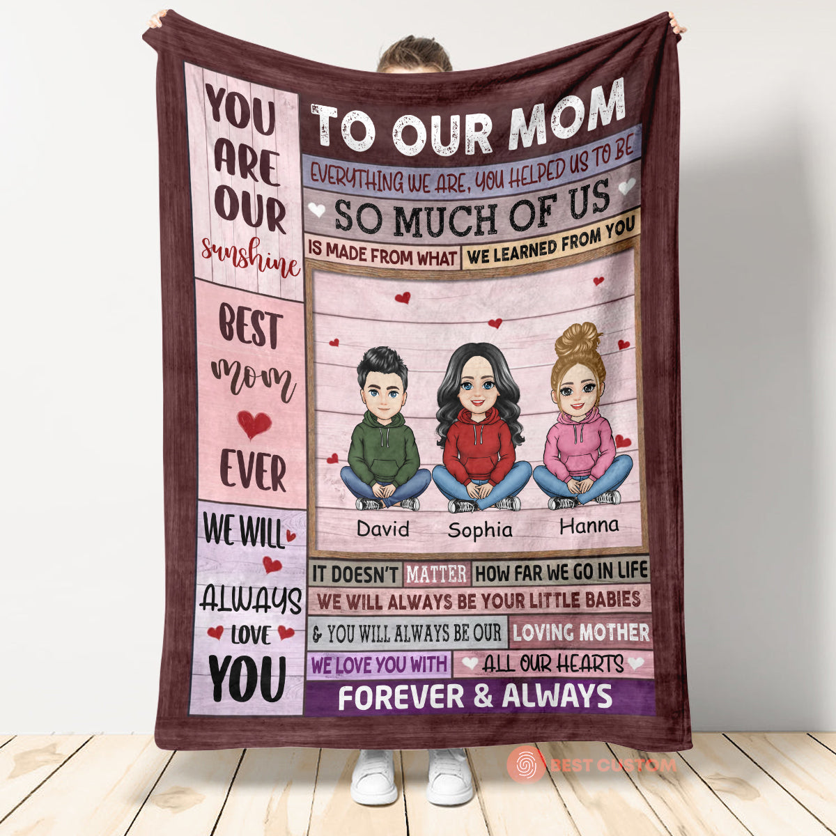 To My Mom Pink Pretty Mother & Daughter - Personalize Blanket - Mother's Day, Gift For Mother TOMYMO_1.jpg