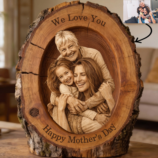 Personalized Wood Slice Photo - Picture Frame