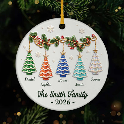 Christmas Tree Ceramic Ornament - Personalized Family Ornaments