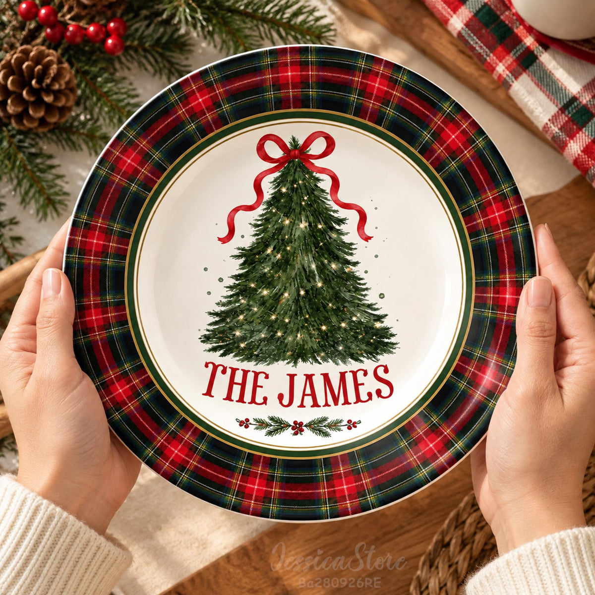 Personalized Christmas Family Plate, Christmas Gift for Xmas Decoration, Housewarming Keepsake a02be477-de38-43a8-912f-dac8b669c3ce-1.jpg