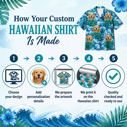 Custom Dog Face Tropical Hawaiian - How it is made