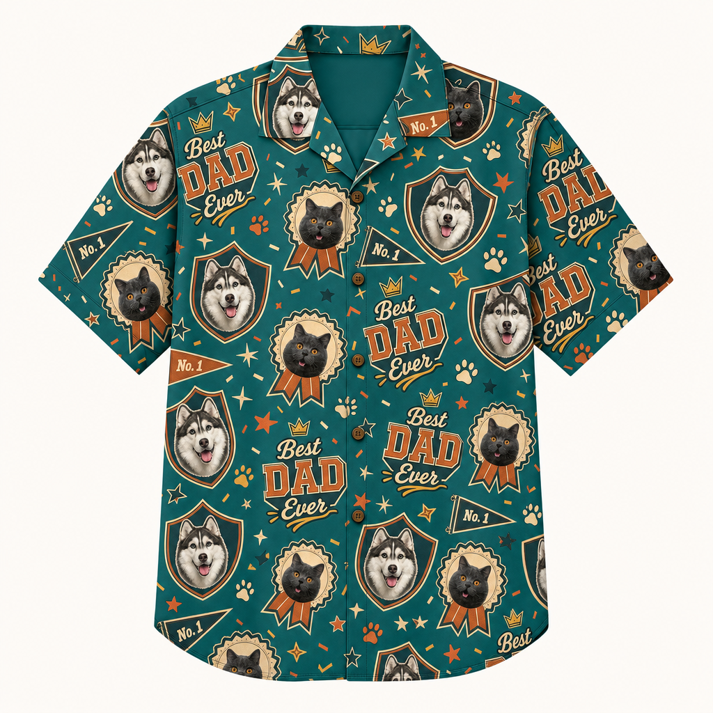 Best Dad Ever Pet Photo Hawaiian Shirt - Hero