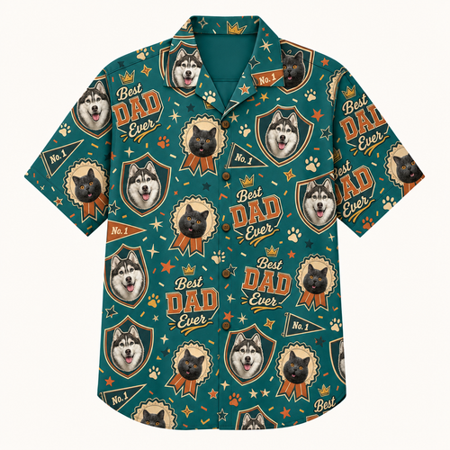 Best Dad Ever Pet Photo Hawaiian Shirt - Hero