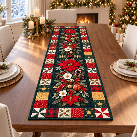 Vintage Christmas Quilt-Style Table Runner, Poinsettia Pinecone Farmhouse Decor a146e45c-e78f-42a0-ab35-e857ae1ae4f0-banner-1.png