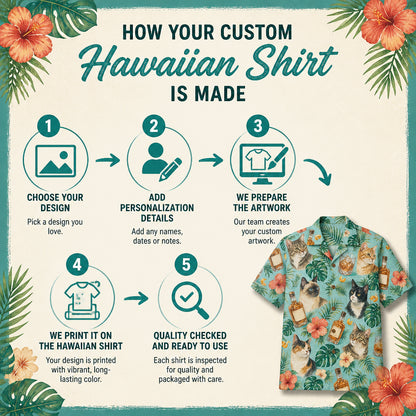 Whiskey & Cats Tropical Hawaiian Shirt - How it is made