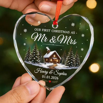 Custom First Christmas Heart Glass Ornament - Personalized Anniversary Christmas Wedding Gifts For Husband And Wife, Him And Her - Mr And Mrs Christmas a3066504-f471-46cf-9b7c-200bf4449b77-banner-4.jpeg