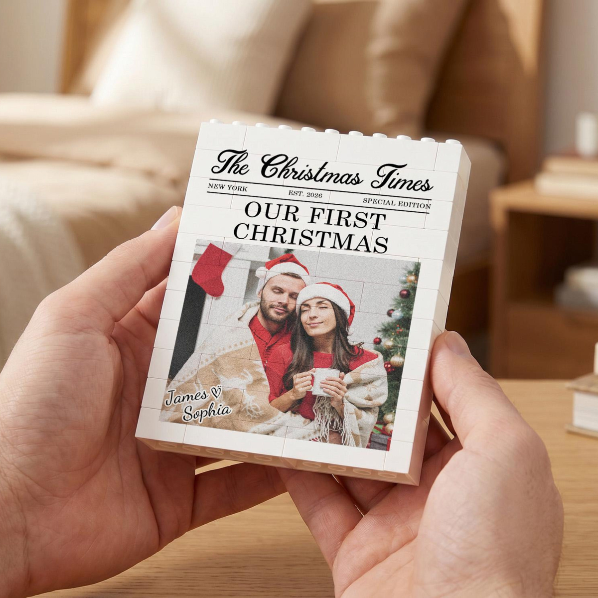 Our First Christmas Puzzle Block Decor, Nostalgic Family Holiday Keepsake, Christmas Gift for Couples and Families a3407e9c-49eb-4032-9504-31f3db87a28d-5.png