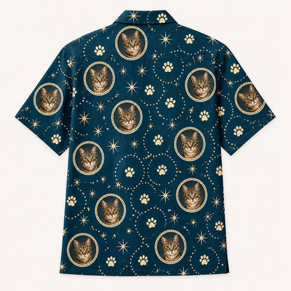 Best Cat Dad Ever – Pet Photo Hawaiian Shirt (AOP) - Back view