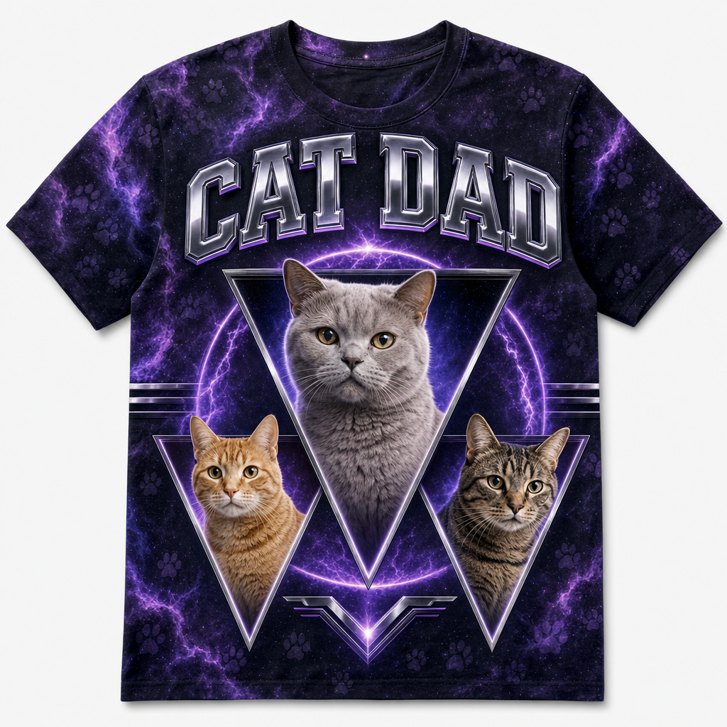 Cat Dad – Custom 3-Photo Tee - Hero