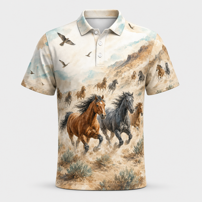 Wild Horses Watercolor AOP Polo - Polo shirt - All over printed a5087885-e1e2-40a1-ba58-7772301372bf.png