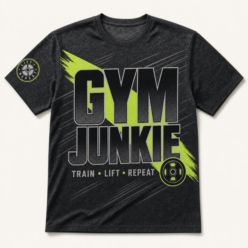 Gym Junkie Bold AOP Tee - T-Shirt - All over printed a5494adc-73f9-4344-bf4d-4d7c644917ef.png