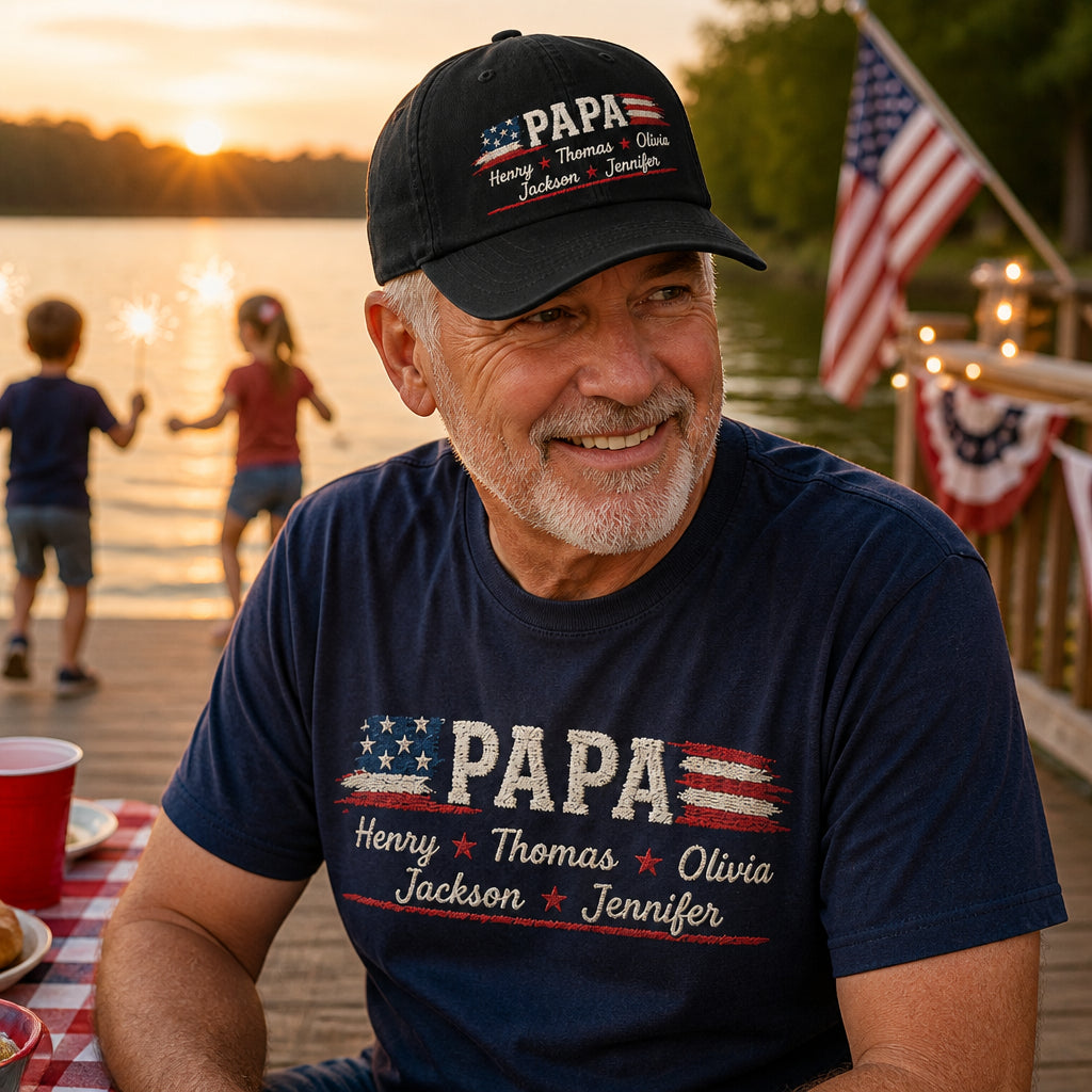 4th of July Papa Names Tee - Lifestyle 1