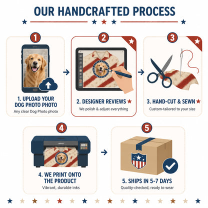 Patriotic Dog Dad Hawaiian Shirt – Custom Pet Photo - How it is made