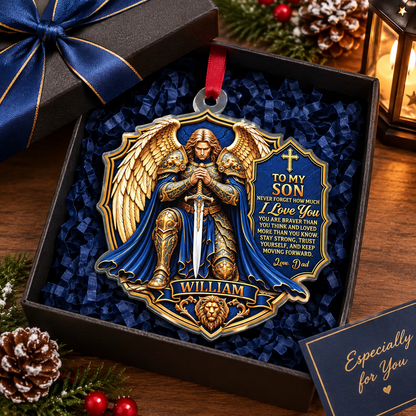 To My Son Never Forget How Much I Love You | Personalized Acrylic Ornament a7a263c7-8ffa-43dd-9305-5c25250864e7-06f1525e-583c-4b30-b092-3eb22275c5fd.png