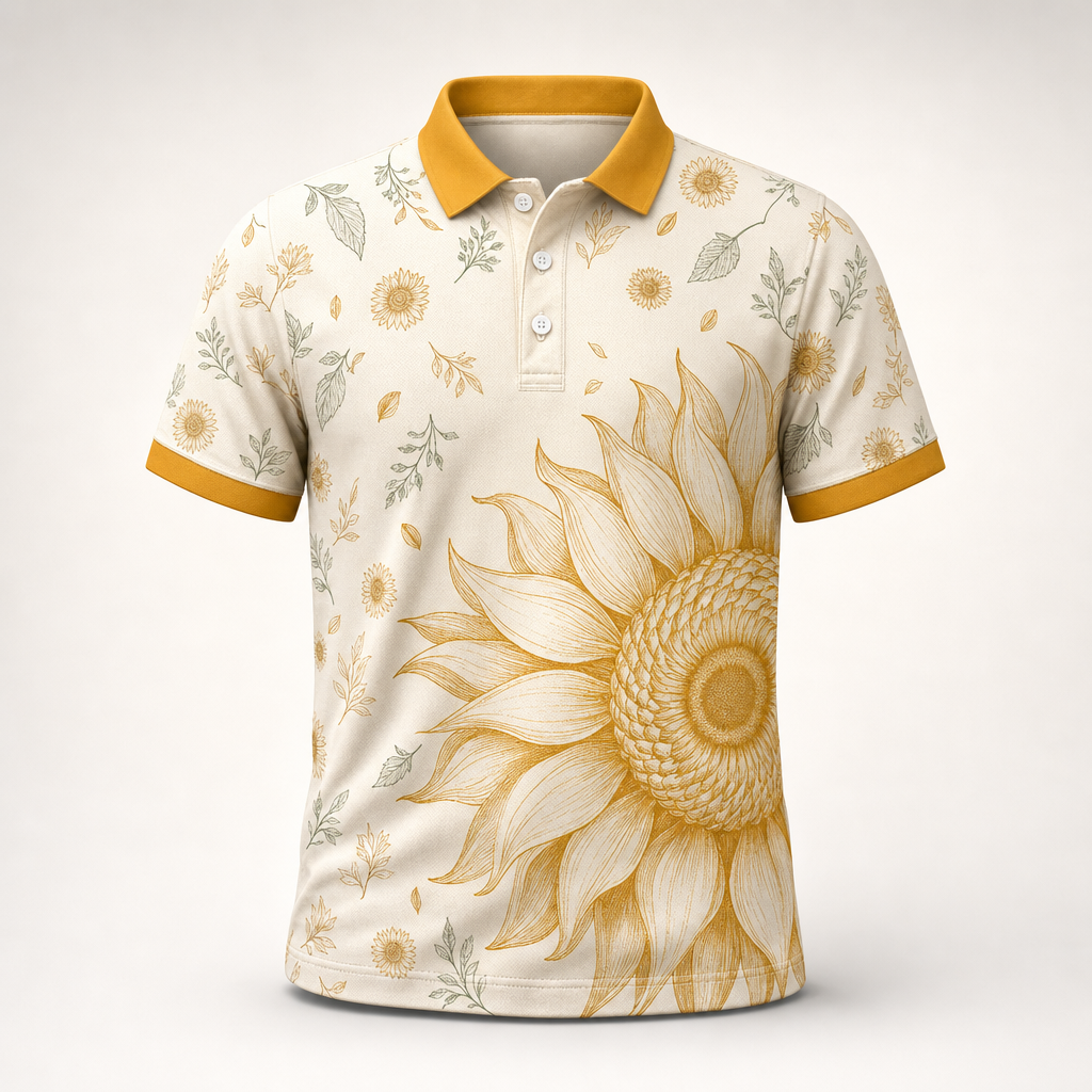 Golden Sunflower Botanical AOP Polo - Polo shirt - All over printed a87b6f41-e2e2-459a-98e6-f69dc6f0bd5a.png