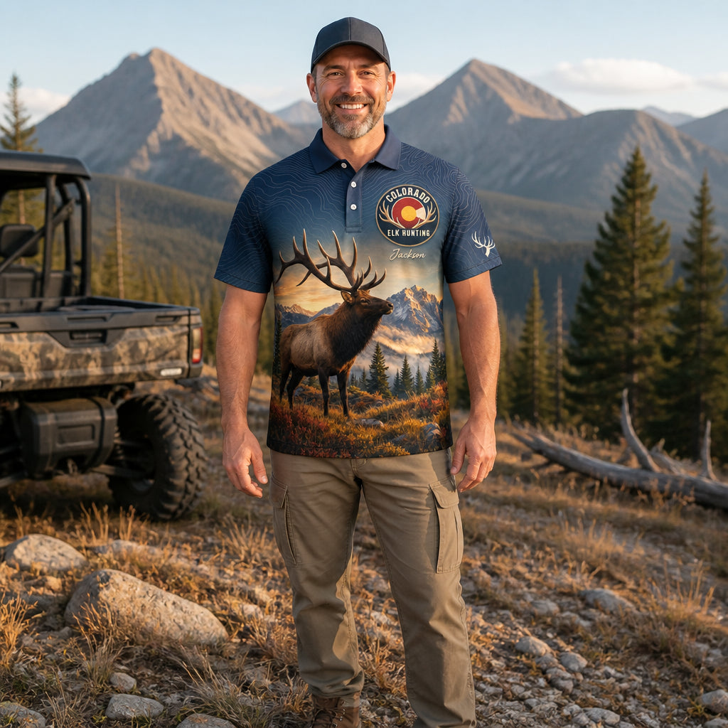 Colorado Elk Hunting AOP Polo – Personalized Name - Personalized Polo shirt - All over printed a922ff54-8043-4d98-b0fb-521d8b26f7dc.jpg