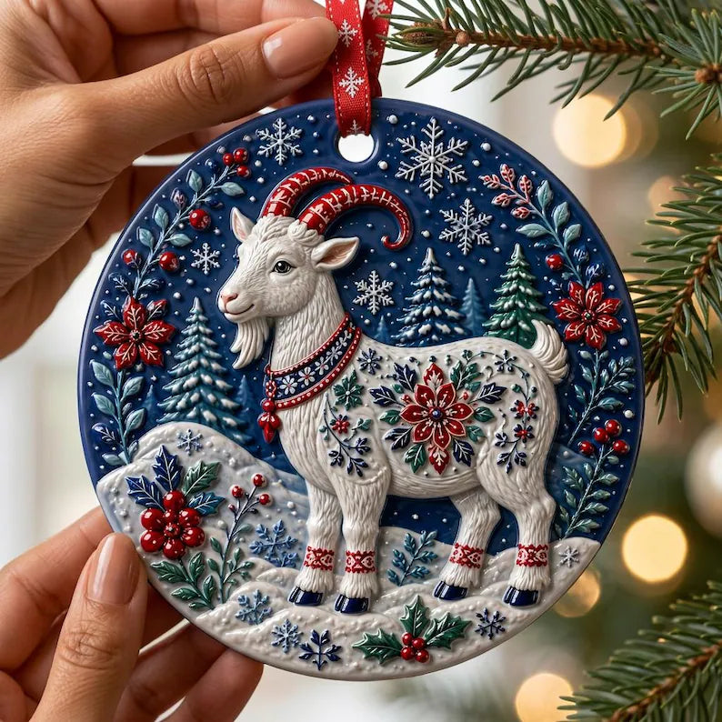 Handcrafted Ceramic Christmas Goat Ornament 3D, Festive 3D Winter Wonderland Decor, Unique Holiday Tree Decoration Gift a9618853-8c75-4fde-889b-d40dea79c0c1-j1.webp