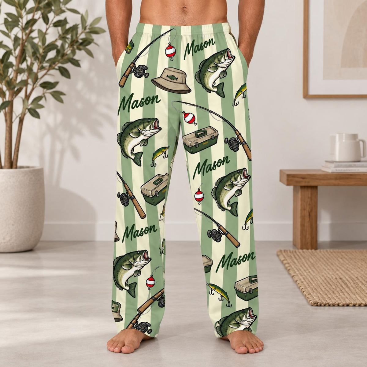 Personalized Fishing Pajama Pants: Custom Bass Pattern Lounge Bottoms a9f8e3f3-31c4-437d-93a3-dee79612dced-4.jpg