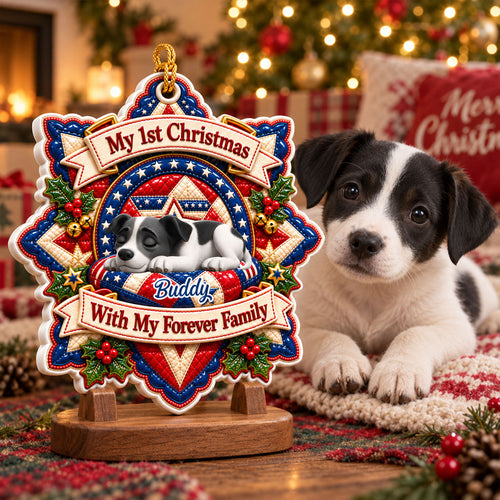Loved By My Forever Family Merry Woofmas - Personalized Real 3D Raised Ornament a9fa1bd0-68b6-4459-9041-7e8c6d2c2611-1-6-.jpg