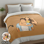 Minimalist Couple Line Art - Blanket For Couple