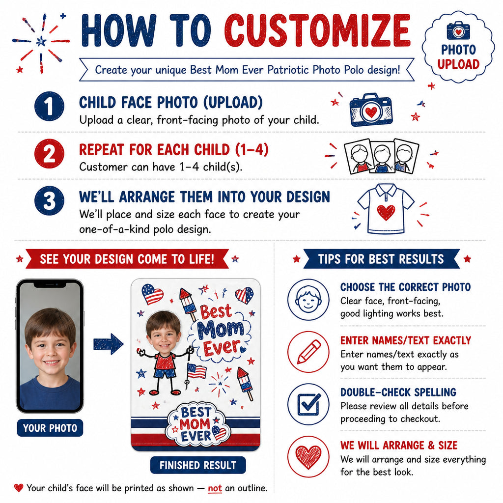 Best Mom Ever Patriotic Photo Polo - How to customize