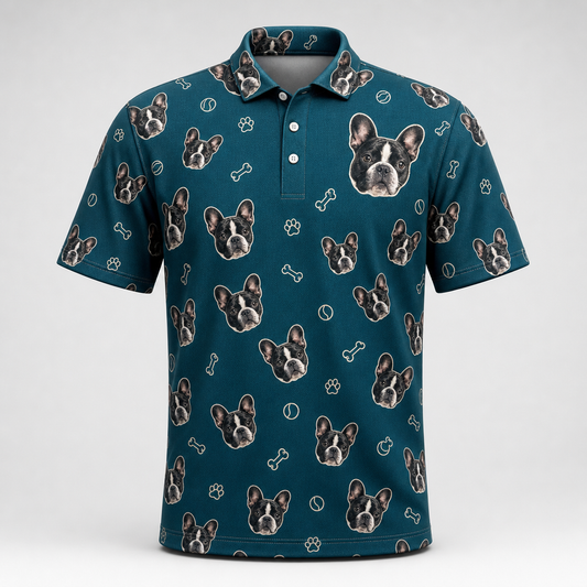Custom Pet Face Repeat AOP Polo - Hero