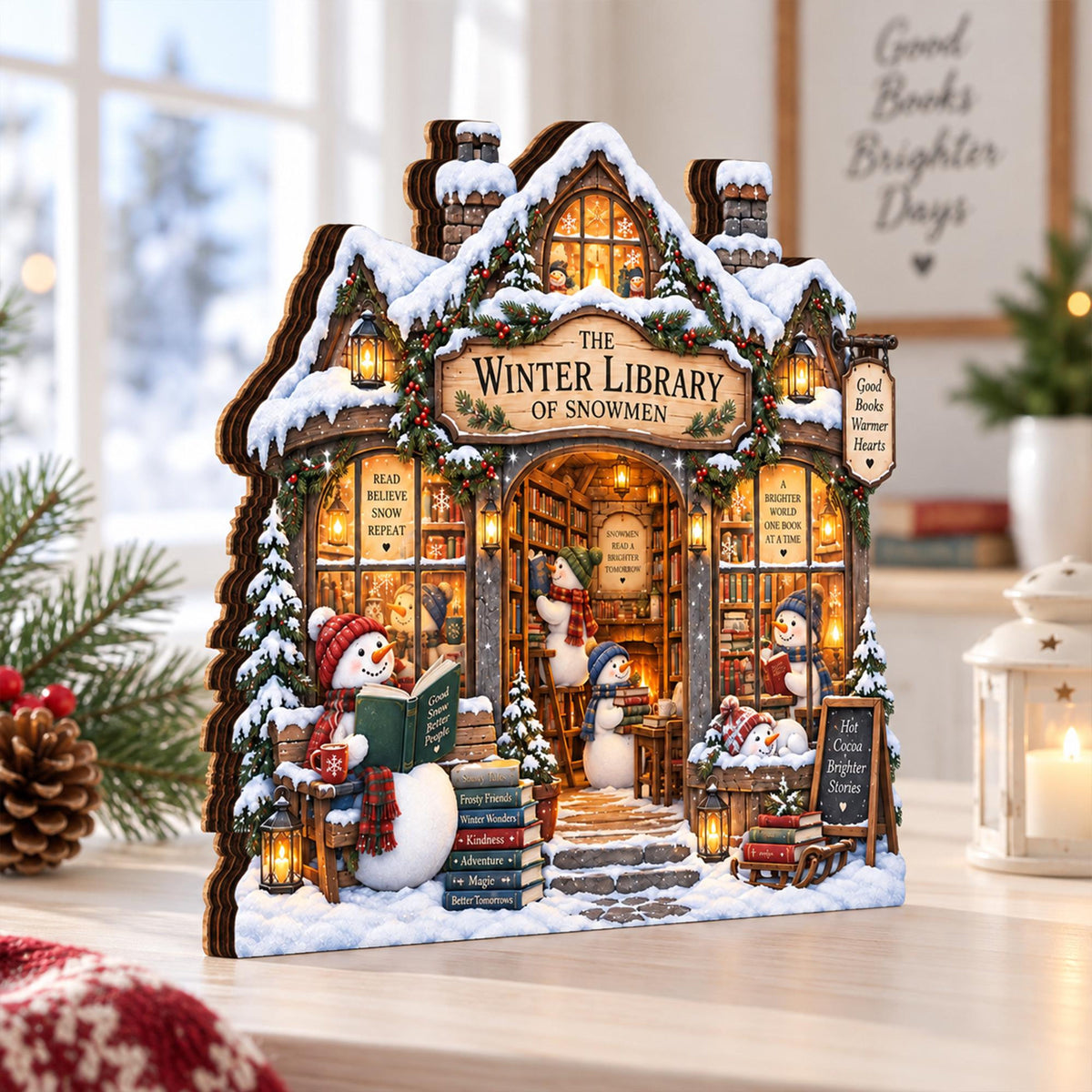 Personalized Snowman Library Wooden Block, Personalized Winter Bookshop Christmas Decor, Book Lover Shelf Sign, Reading Lover Gift ad2856ed-1f2a-4956-b8ce-6f6f31852c73-9.jpg