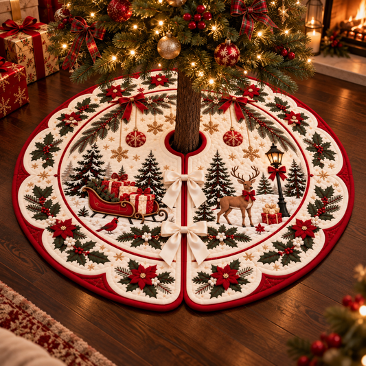 Quilted Christmas Tree Skirt, Gingerbread Christmas Tree Skirt, Vintage Holiday Tree Decor, Candy Cane Xmas Tree Skirt, Christmas Home Decor ada778d3-63c0-4d39-9b3e-9845105aa300-banner-1.png