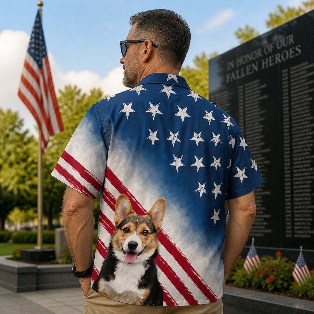 Custom Photo Veteran Memorial Hawaiian Shirt - Lifestyle 1