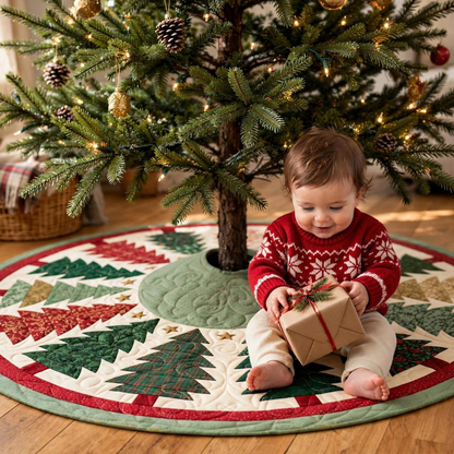 Christmas Tree Quilted Tree Skirt, Patchwork Christmas Tree Skirt, Red Green Holiday Tree Base Cover, Traditional Xmas Decor, Family Gift afe61a09-25af-434f-99b0-5efefbcb9505-4.png