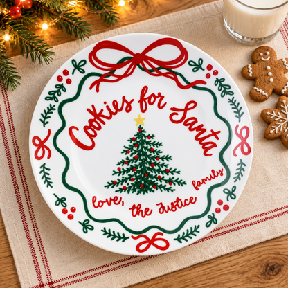 Custom Cookies For Santa Plate, Christmas Tradition, Ribbon & Holly, Housewarming Family Christmas Gift b02b6f24-6ffe-421f-b9d5-c2f94a6a7ba5-3.png