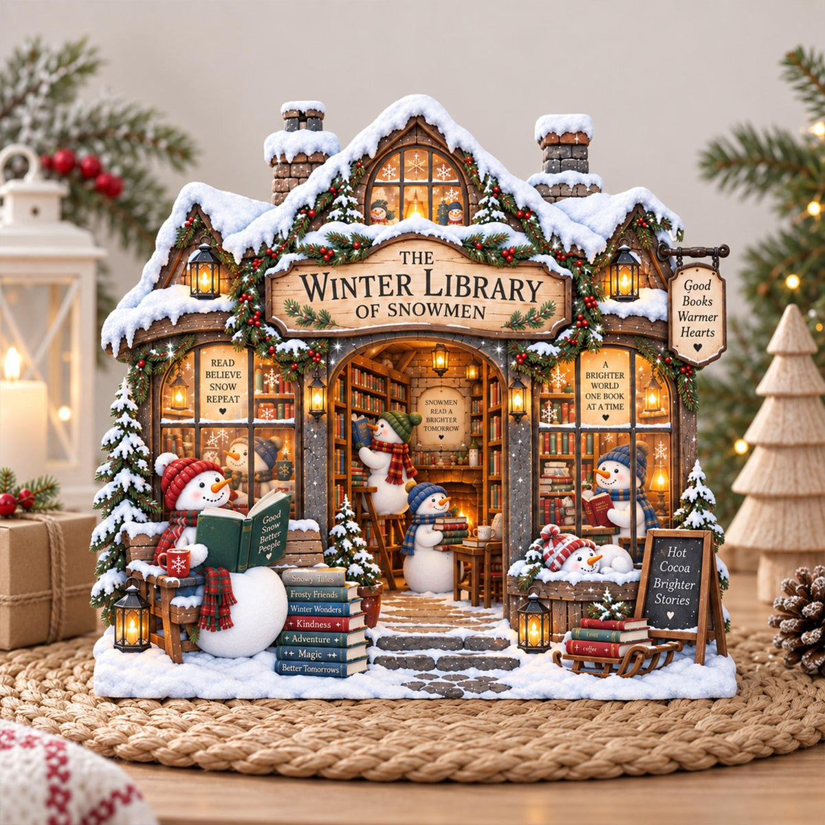 Personalized Snowman Library Wooden Block, Personalized Winter Bookshop Christmas Decor, Book Lover Shelf Sign, Reading Lover Gift b05410b8-c021-450e-9ded-e2ca239fa82e-4.jpg