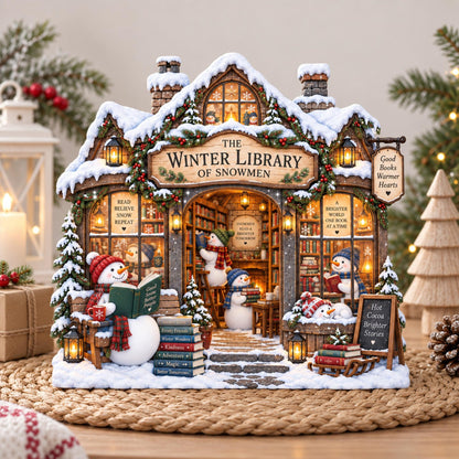 Personalized Snowman Library Wooden Block, Personalized Winter Bookshop Christmas Decor, Book Lover Shelf Sign, Reading Lover Gift b05410b8-c021-450e-9ded-e2ca239fa82e-4.jpg