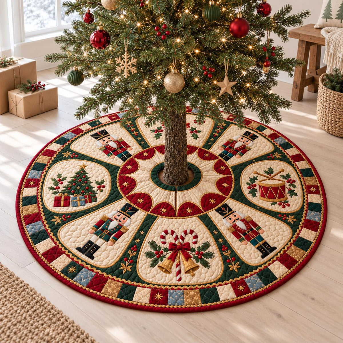 Vintage Nutcracker Quilted Christmas Tree Skirt, Round Holiday Mat b14bec3f-9db5-42dc-b92e-70a664fb57f7-5.jpg