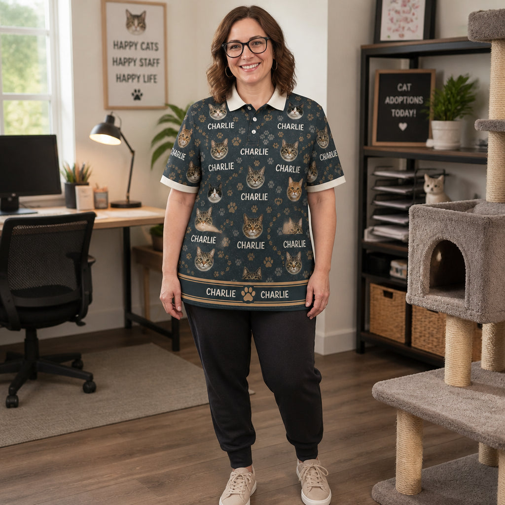 Custom Cat Photo Polo - Lifestyle 1