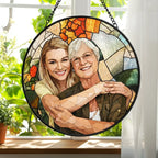 Custom Photo Portrait Couple Family - Personalized Stained Glass Window Hanging Suncatcher