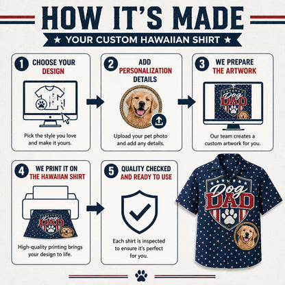 Patriotic Dog Dad Hawaiian Shirt – Custom Pet Photo - How to customize