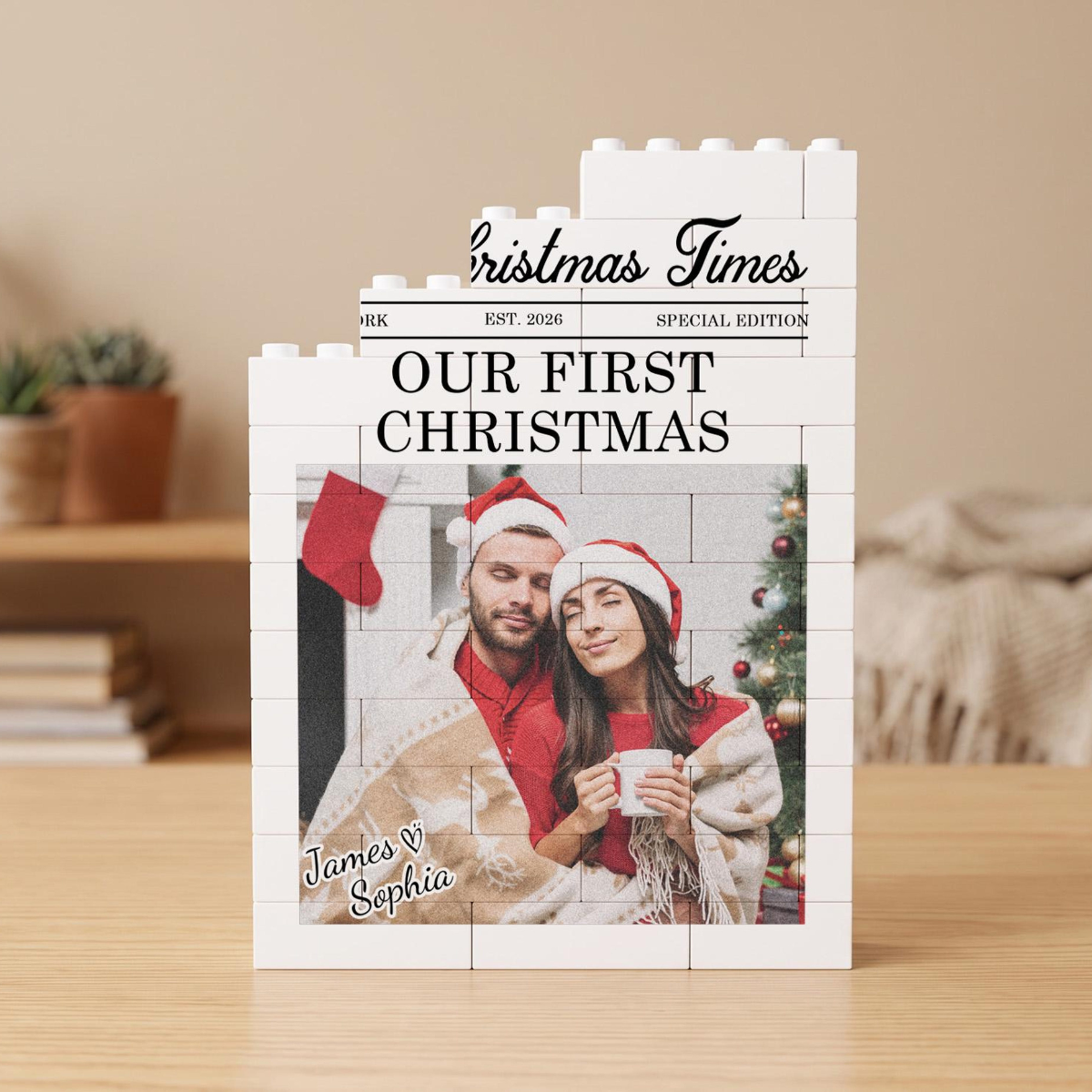 Our First Christmas Puzzle Block Decor, Nostalgic Family Holiday Keepsake, Christmas Gift for Couples and Families b235dec9-4223-489e-a4de-1117bc1c0eae-4.png