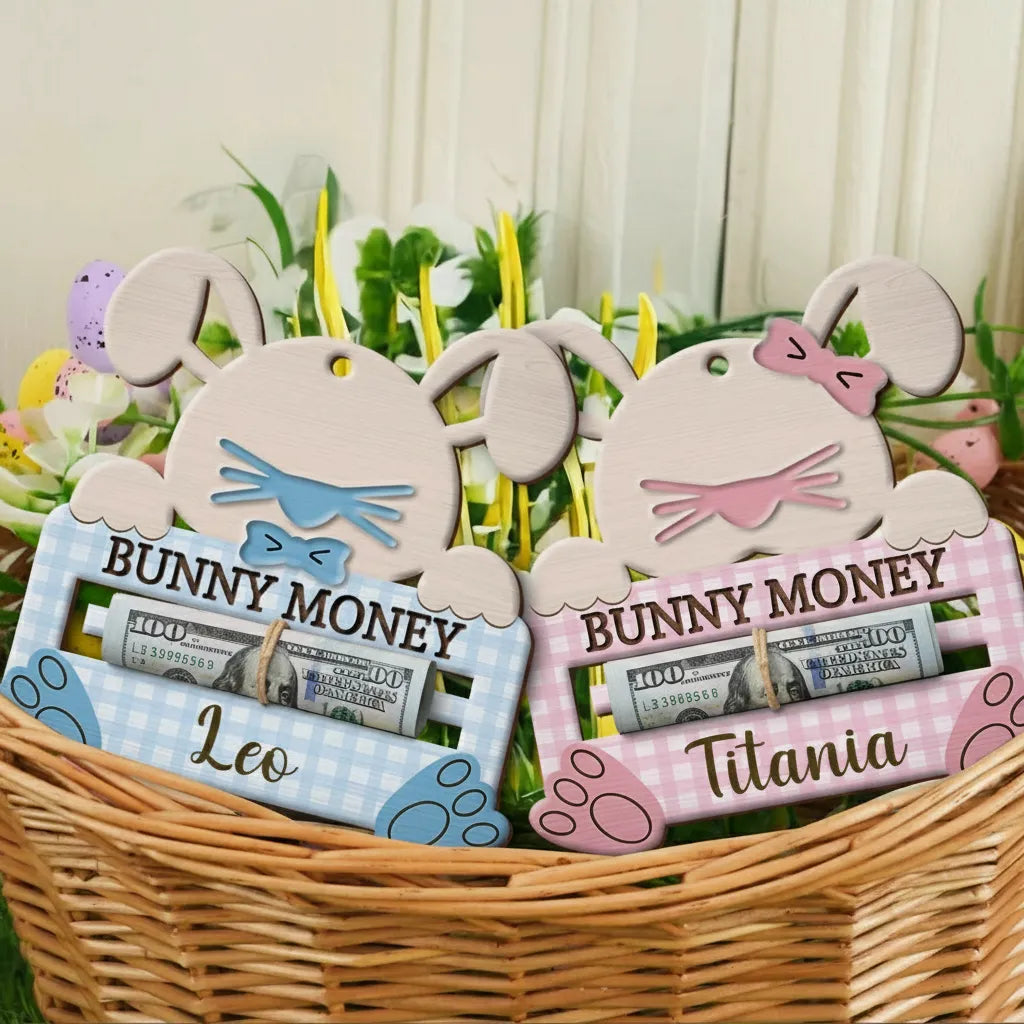 Bunny Money Holder - Personalized 2-Layered Wooden Ornament