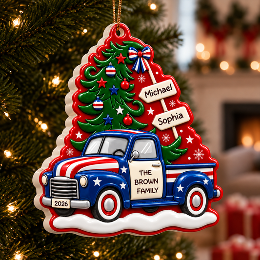 Christmas Tree Red Truck - Personalized 3D Embossed Ornament - Personalized Real 3D Ornament b41bf06e-00d6-4738-9c5b-1ff9d2e8c622-2.png