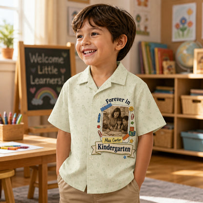 Forever in Kindergarten — Photo + Name Kids AOP Hawaiian - Personalized Hawaiian Kids Shirt - AOP b5165794-5713-4471-9b0e-6c62fb172c17.jpg