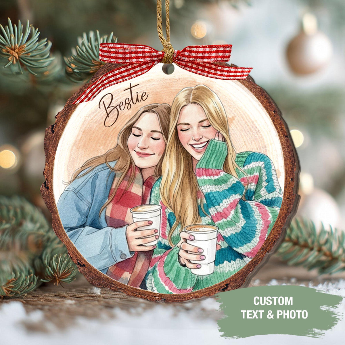 Personalized Friends Portrait From Photo Ornament: Besties Ornament, Best Friend Christmas Gift b569a8fd-b079-4fa0-9719-17b97a951029-1.jpg