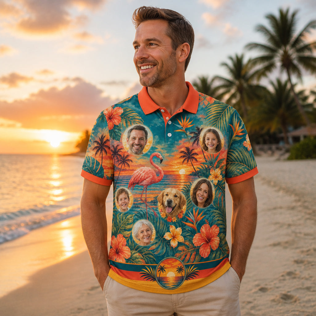 Beach Sunset Family Photo Polo - How to customize