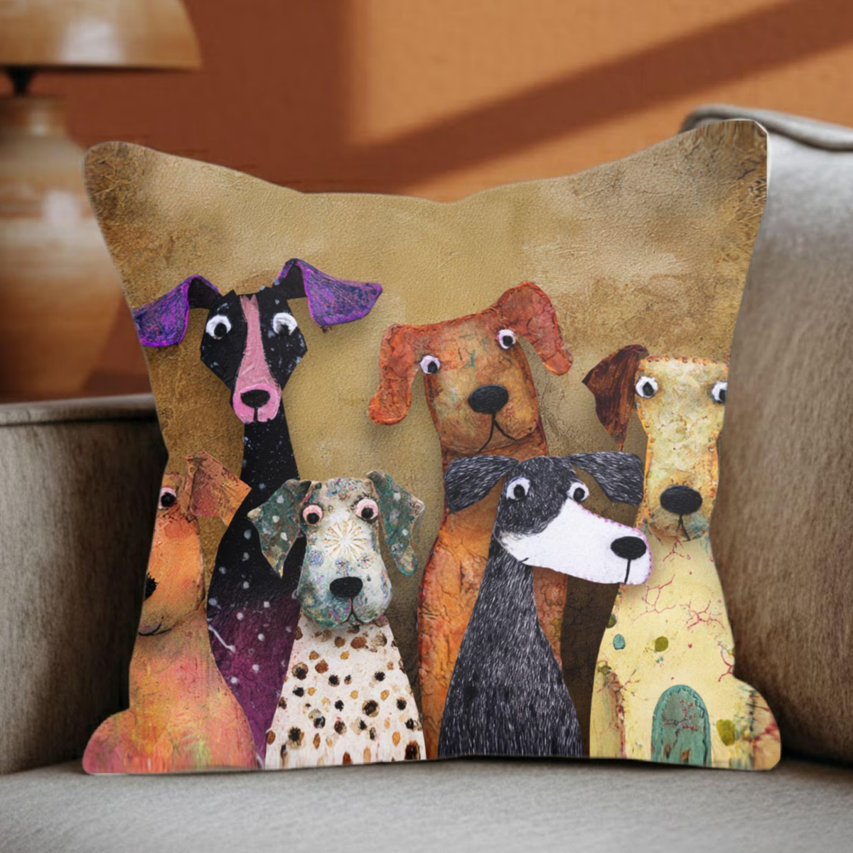 Whimsical Dog Friends Throw Pillow, Colorful Mixed Breed Dog Art Cushion, Playful Pet Lover Home Decor b5d4472c-2529-4622-ada4-6d8ee6657701-vb1_converted.png