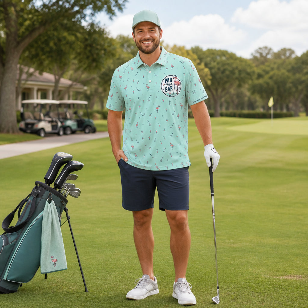 Par Then Bar Flamingo Golf Friends AOP Polo - Polo shirt - All over printed b5fbf944-0aac-4e2b-baa7-fe615580f79b.jpg